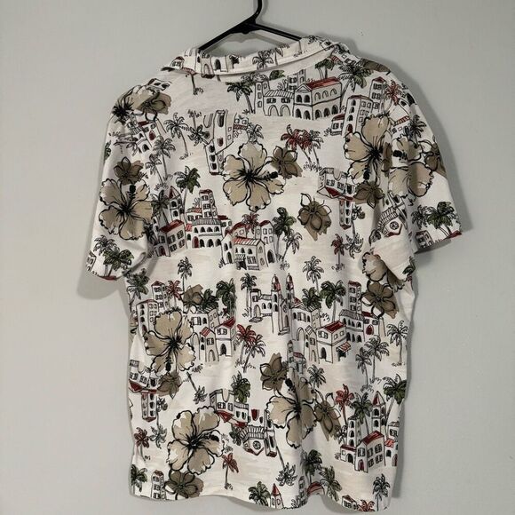 Cathy Daniels 90s Floral Tropical Island Polo Style Unisex T-Shirt L - Picture 5 of 5